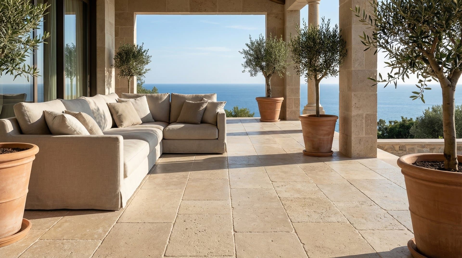 Pebble Beige Honed Aged — application 4
