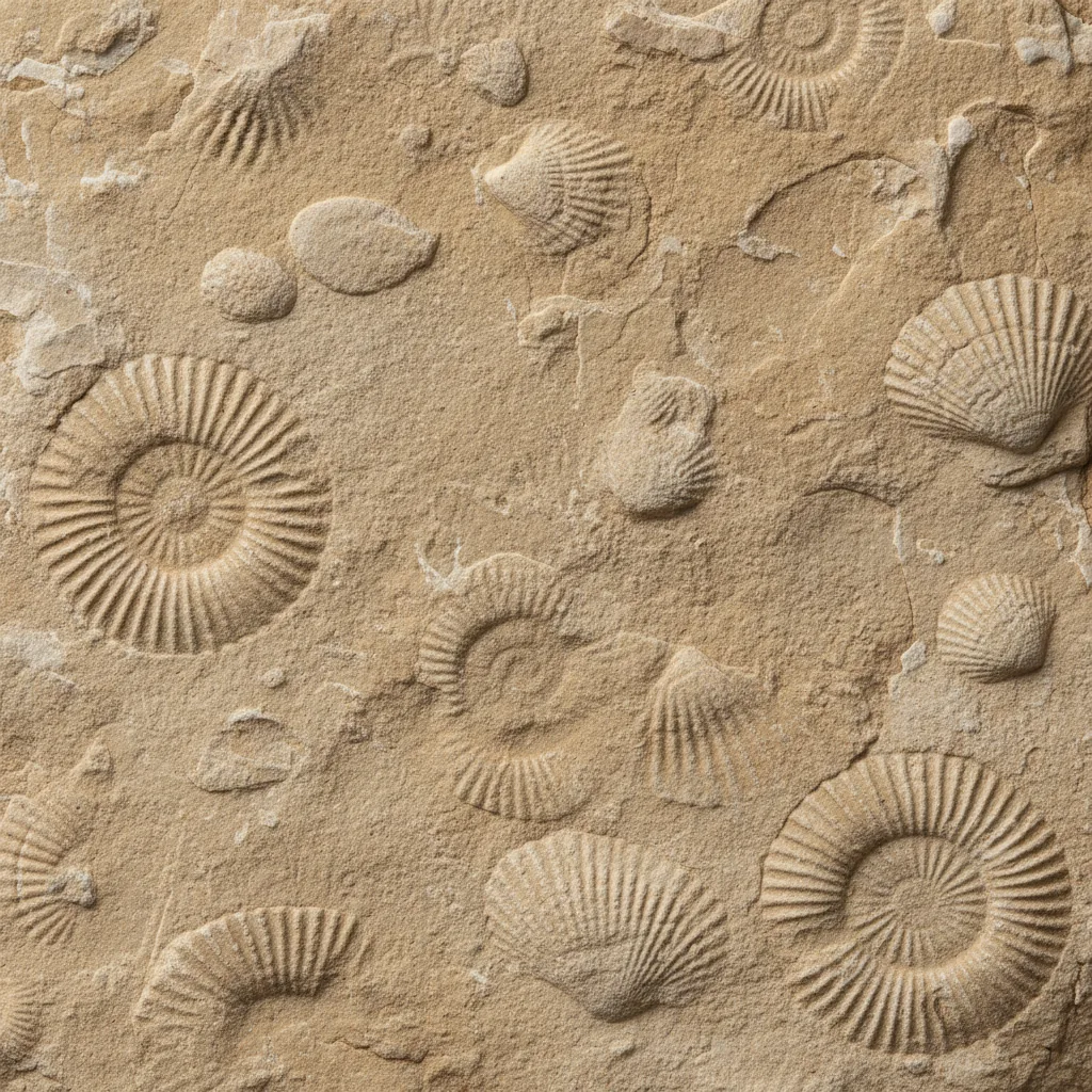 Moroccan fossil limestone — geological texture close-up
